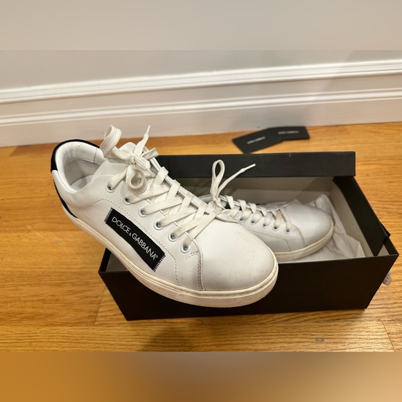 DOLCE & GABBANA
Black White Leather Low Top Sneakers - Picture 4 of 5